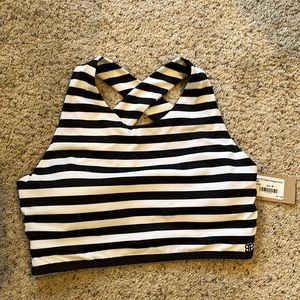 Black and white striped bikini top